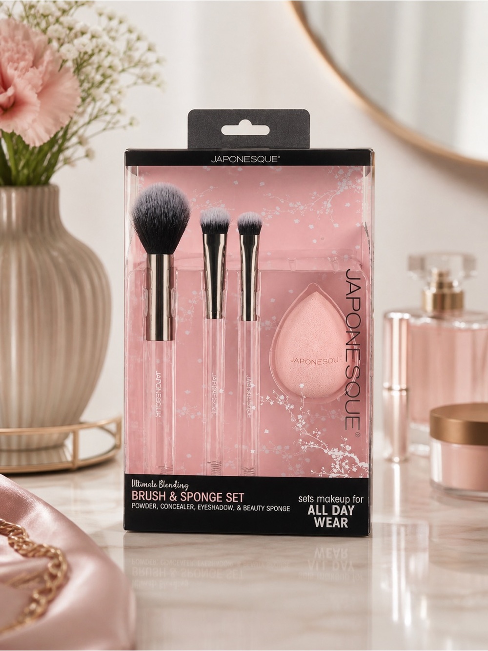 Japonesque Ultimate Blending Brush & Beauty Sponge Set NIB Makeup Tools